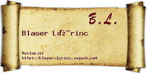 Blaser Lőrinc névjegykártya